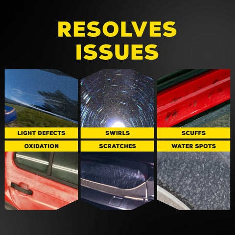Ultimate Compound Pro Grade Car Scratch Remover for paint correction showing light defects, swirls, scratches, scuffs, and water spots