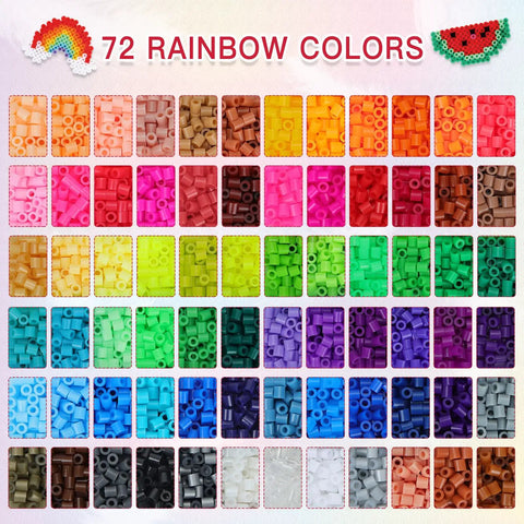Fuse Beads Craft Kit With 15000 Beads In 72 Colors 5mm Beads Includes Pegboards Melting Beads Ironing Paper Tweezers