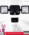 Wireless Battery Operated Outdoor LED Flood Light Two Head Security Spotlight With 800 Lumens No Wiring Required in black