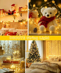 Indoor decoration with 164 feet of 500 LED fairy lights on a tree, shelves, and a teddy bear, creating a warm ambiance.