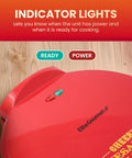 Indicator lights of Cool 11 Inch Quesadilla Maker With Easy Slice Design signal power and readiness for cooking.