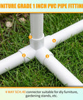 1 Inch PVC Fittings 4 Way 12 Pack Heavy Duty Furniture Grade Elbow Connector For DIY Furniture Frames Shelving UV Resistant