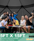 Pop Up Gazebo 15 By 15 Foot Canopy Tent With Sidewalls Screened In For Outdoor Parties And Camping, Easy No Tool Setup