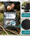 Portable Travel Laundry Washing Bag For Camping Cruise Van Life Lets You Hand Wash Socks and Delicates Right Inside with waterproof design.