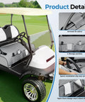 Ride Ready Golf Cart Seat Cover Towel Blanket With Armrest Strap And Pockets Universal Front Seats Fit For Club Car EZGO Yamaha And More All Season Protection Gray with storage pockets and armrest Velcro detail