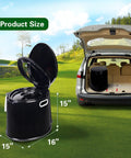Go To Portable Camping Toilet With Detachable Inner Bucket And Removable Toilet Paper Holder Black Large beside car trunk
