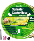 Flat Soaker Hose With Stakes 50Ft Watering Made Easy For Garden And Lawn Yard Irrigation Three Channel Micro Holes Deliver Uniform Water