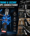 360 Degree Rotating 60Kn Cordless Hydraulic Electric Pipe Crimping Tool For Copper Pipes in use with copper pipes.