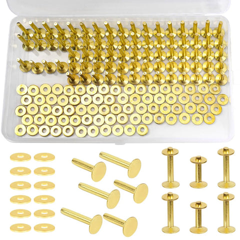Straight Up Top Shelf Brass Leather Rivet Kit With 154 Pieces Of Durable Hardware Fasteners Ready For Any DIY Craft Or Repair Job Comes With Two Stud Lengths And A Snug Carry Case
