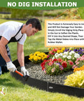 Person installing Flexible DIY Friendly Plastic Garden Edging Border 4 Inches Tall 80 Feet With 100 Metal Stakes in flower bed