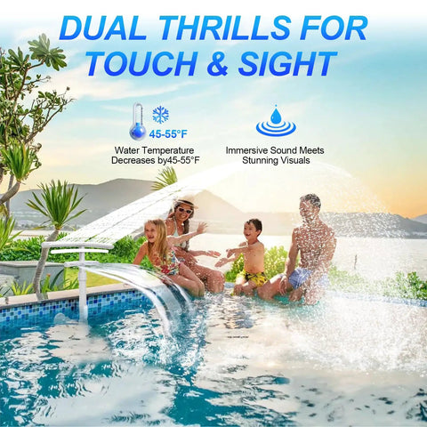 Epic Pool Fountain With Lights For Above Ground And Inground Pools, Solar Powered Dual Layer Waterfall Sprinkler in use