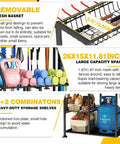 Beefy Garage Organizer With Wheels Large Capacity Garden Tool Storage Rack Heavy Duty Steel Outdoor Shed Organizer details.