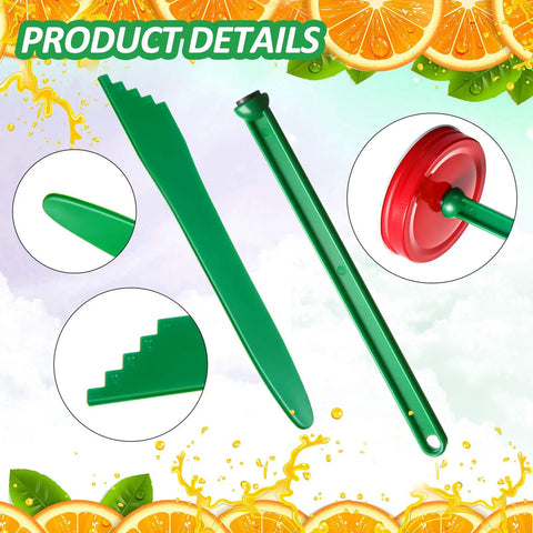 4 Piece Canning Tools Kit With 2 Magnetic Jar Lid Lifters And 2 Bubble Remover Measurers In Dark Green No Fuss Canning Gear