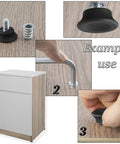 4 Pack Adjustable Furniture Leveling Feet Kit with M8 Screws and M8 Threaded Inserts shown in use on wood surface.