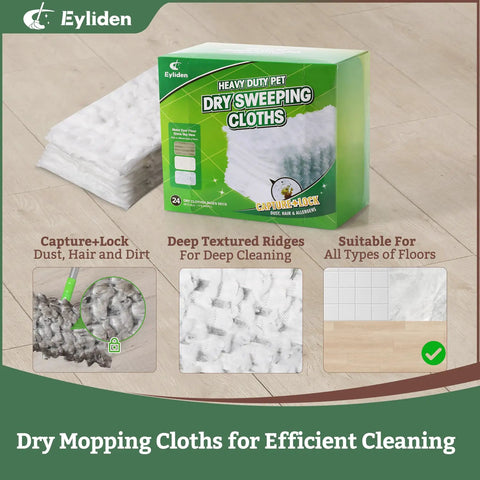 24 Count Heavy Duty Pet Hair Sweeper Pads For 10 Inch Mop Deep Fiber Lock Captures Stubborn Fur Dander And Dust In One Quick Pass Saves Major Hassles On Busy Cleanup Days.