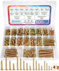 600 Piece Stainless Steel Wood Screws Kit With Zinc Plated Finish, Phillips Flat Head Self Tapping Screws in storage box