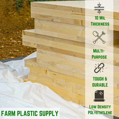 White 10 Mil Heavy Duty Plastic Sheeting Polyethylene Film For Drop Cloths And Vapor Barrier Painter Tarp 10' x 100'