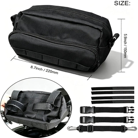 Secure Nav Tank Bag For Savage Off Road E Bike Keeps Your Screen Front And Center So You Dont Look Down And Dodge Crashes While Rocking The Trail. black nylon tank bag, 8.7 x 5.9 inch, with mounting straps