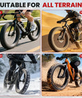 1 Pack 20x4 Fat Tire Inner Tube With Schrader Valve For Mountain Bikes And E Bikes, Beefy Butyl Rubber Replacement, shown in four terrains.