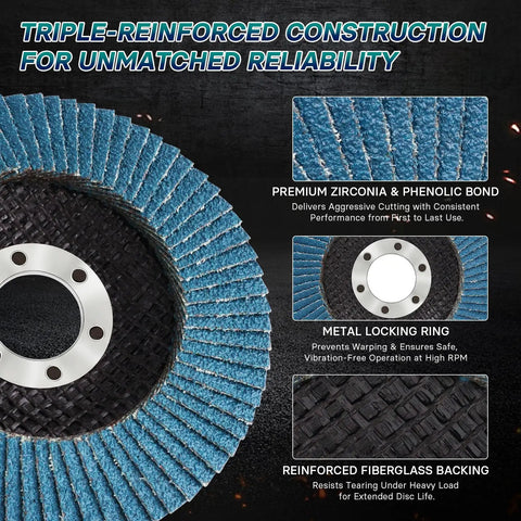 10 Pack 4.5 Inch Flap Discs For Angle Grinder With 40 Grit Pro Grade T29 Zirconia Abrasive Grinding Wheel 7/8 Inch Arbor