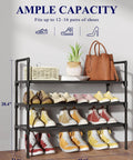Three Tier Shoe Organizer Rack For Closet Entryway And Bedroom With Wide Shelves Easy Assembly Go To Storage Shelf With Side Handles Durable Black 27.6 Inches Wide, holding shoes and accessories