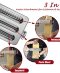 Built Tough All Metal Pasta Attachment For KitchenAid Mixers with Fettuccine, Spaghetti, and Pasta Sheet options.