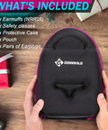 Carrying case of All In One Ear Pro Earmuffs And Safety Glasses For Shooting Range Noise Reduction With Anti Fog Scratch Resistant Lenses