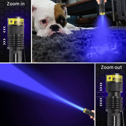 365 Nanometer UV Wood's Lamp Blacklight Flashlight Portable Handy Pocket Size Torch For Detecting Pet Stains And Dog Urine, Fluorescent Security Codes And Resin Curing, Anti Counterfeit Verification