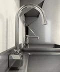 AquaSpec Wall Mount Service Sink Faucet With Vacuum Breaker Pail Hook And Wall Brace Chrome Finish Metal Lever Handles 8-Inch Spout