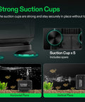 Image showing the Ultra Quiet Submersible Water Pump 400 GPH with strong suction cups on horizontal and vertical planes.