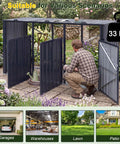 Heavy Duty Outdoor Trash Can Storage Shed For Three Bins With Flip Up Lids And Lockable Doors Galvanized Steel Utility Enclosure