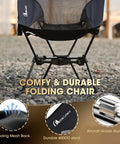 Ultralight Folding Camping Chair For Backpacking And Hiking, Compact Portable Aluminum 7075 Frame, mesh back close-up.