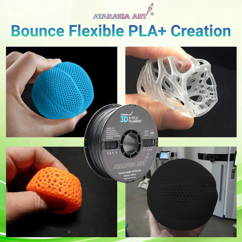 Top Shelf Bouncy BFPLA 3D Printer Filament 1.75mm Ivory White One Kilogram Sick Flexible Patent Formula With Five Times Normal Stretch Included Tidy Reel And Storage Sack For Legit Airless Basketball Projects