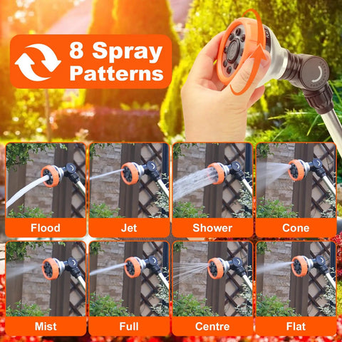 Long 18.5 Inch Garden Hose Wand With 180 Degree Swivel Head And 8 Spray Patterns for versatile outdoor watering use.