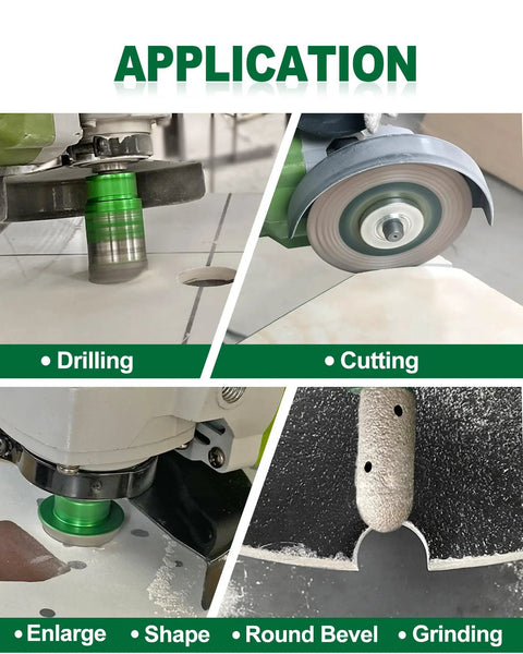 Pro Grade Tile Hole Saw Kit With Tough As Nails Diamond Core Bits and Precision Chamfer Attachments for drilling and cutting tiles.