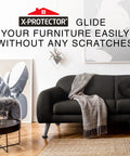 Modern living room with black couch using Heavy Duty Felt Furniture Sliders For Hardwood Floors 16 Piece Set Protect Floors
