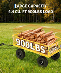 900 Lbs Heavy Duty Garden Wagon Cart With Steel Frame, Removable Mesh Sides, loaded with firewood on grassy field