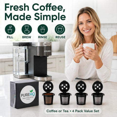 Reusable K Cups For Supreme Series With Multistream Technology, refillable K Cup Pods for easy refills, no mess, eco-friendly 4 pack