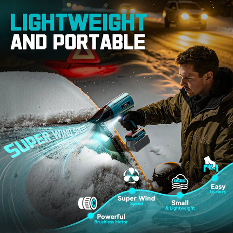 Cordless Leaf Blower 18V Compatible Portable Dust Cleaner High Speed 800000RPM Handheld Turbo Jet Blower With Brushless Motor For Patio Garden Lawn Care Lightweight No Battery Included in snowy conditions