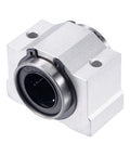 Front view of SCV20UU Linear Ball Bearing Slide Block Set, 20mm bore, aluminum housing, double seal for CNC and linear motion systems.