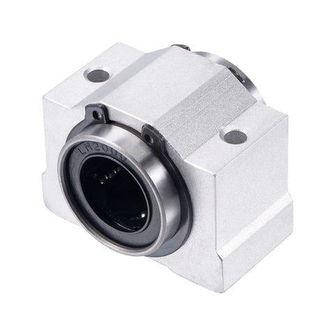 Front view of SCV20UU Linear Ball Bearing Slide Block Set, 20mm bore, aluminum housing, double seal for CNC and linear motion systems.
