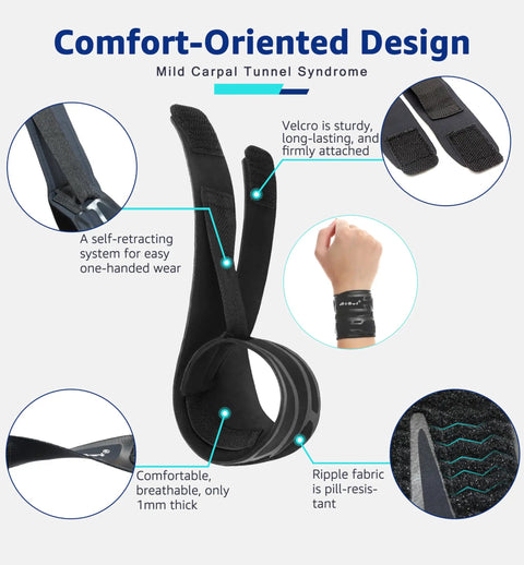 Wrist Support Wrap For TFCC Tears And Carpal Tunnel Relief Ultra Thin Adjustable Compression Strap with features and benefits.