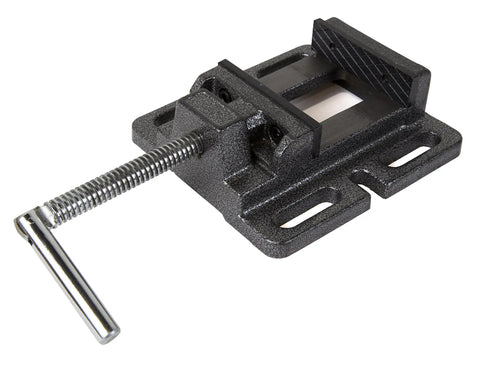 Beefy 3-Inch Drill Press Vise With 3.1 Inch Jaw Opening, 1 Inch Throat, Cast Iron Stability, Four Mounting Slots, Universal Fit