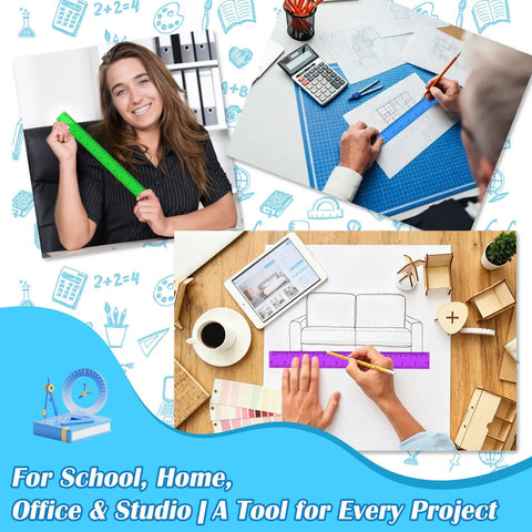 36 Pack 12 Inch Multicolor Plastic Rulers Bulk Set Clear Metric Rulers With Centimeters And Inches in creative settings