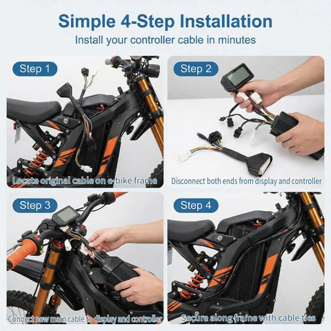 Plug And Play Ebike Controller Main Harness For Tuttio Soleil01 with M Button Display installation steps diagram