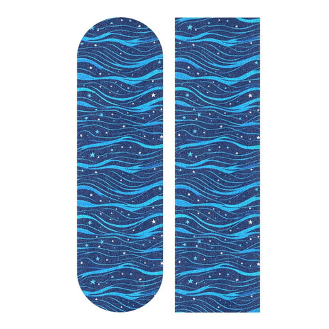 Electric Blue Wave Pattern Grippy Tape For Skateboards Waterproof Non Slip Surface 33x9 Inch Emery Top Layer With PVC Backing