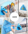 Top Shelf Double Sided Magnetic Window Cleaner With Adjustable Magnet Strength Five Gear Glass Wiper Tool For High Rise Apartments And Thick Double Glazed Homes in use on a glass window.