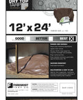 Package of Heavy Duty Dry Top Poly Tarp 12x24 Foot Multi Purpose Shelter Cover Silver and Brown Waterproof Tarp For Construction Camping Landscaping And Outdoor DIY Projects