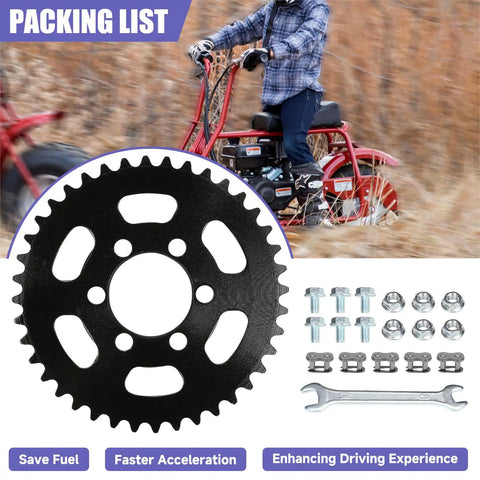 35 Chain Sprocket 40 Tooth Fits Baja DB30 Coleman CT100U motobike kit with wrench and bolts in packaging