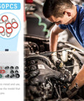 Mechanic using 60 Piece AC O Ring And Seal Kit For Air Conditioning Compressor Replacement With O Ring Assortment in shop